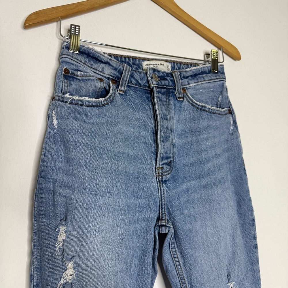 Abercrombie & Fitch The Dad Jeans Curve Love High Rise Size 25 0 Short loose - Picture 7 of 10